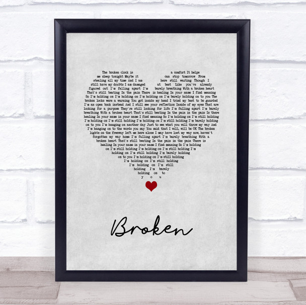 Lifehouse Broken Grey Heart Song Lyric Wall Art Print