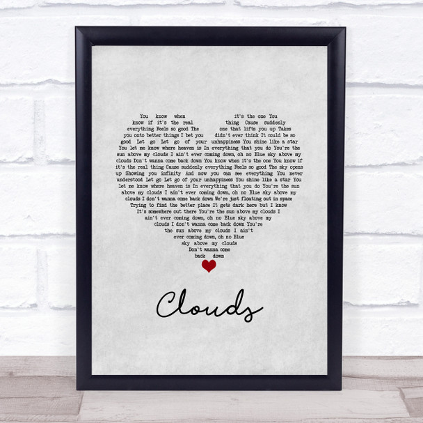 Lighthouse Family Clouds Grey Heart Song Lyric Wall Art Print