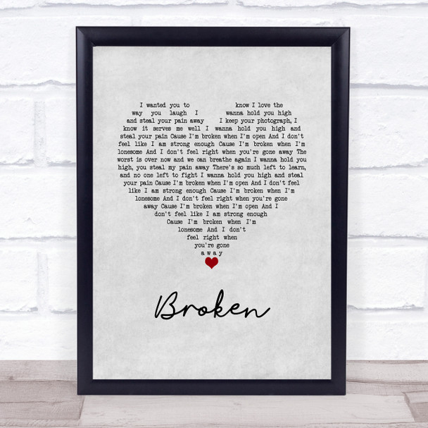 Seether Broken Grey Heart Song Lyric Wall Art Print