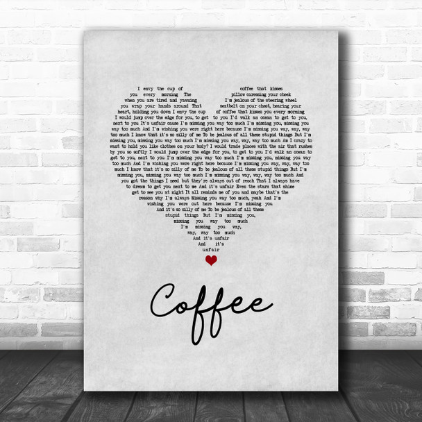 Tori Kelly Coffee Grey Heart Song Lyric Wall Art Print