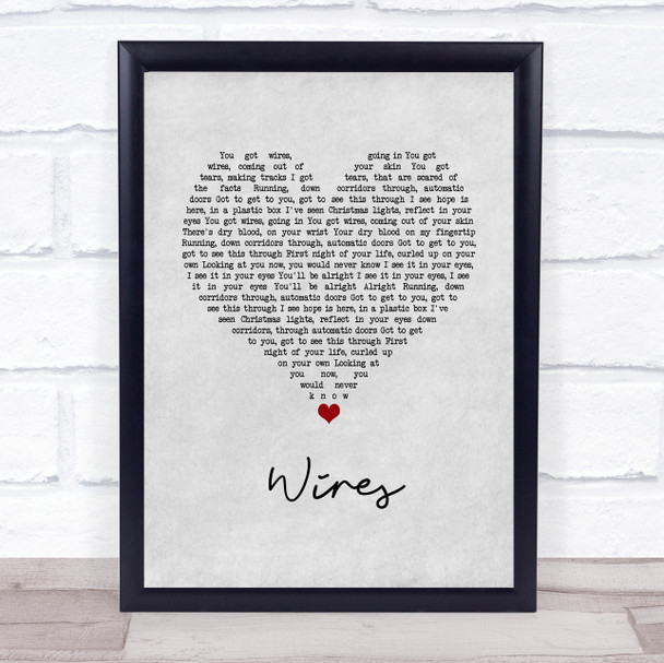 Athlete Wires Grey Heart Song Lyric Wall Art Print