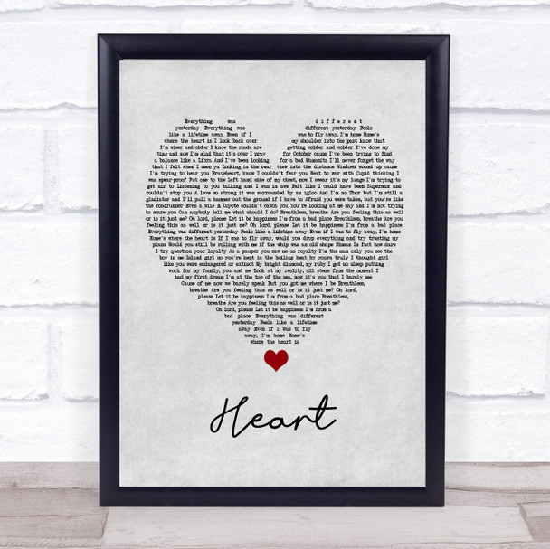 Bugzy Malone Heart Grey Heart Song Lyric Wall Art Print