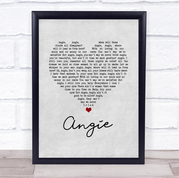 The Rolling Stones Angie Grey Heart Song Lyric Wall Art Print