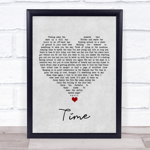 Pink Floyd Time Grey Heart Song Lyric Wall Art Print