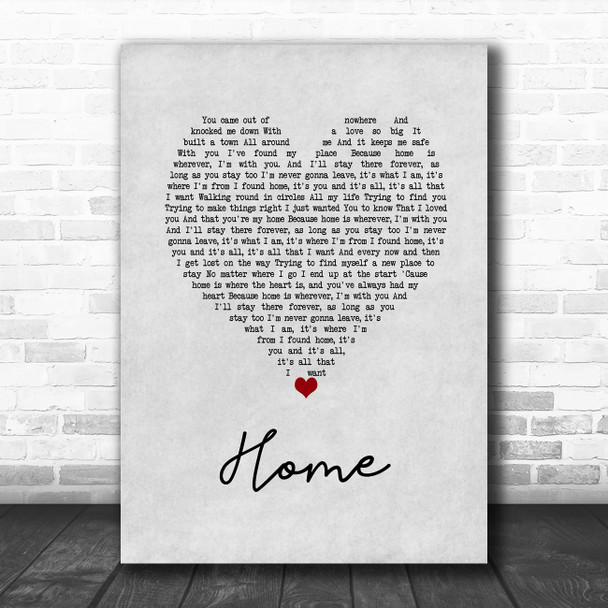 Scouting For Girls Home Grey Heart Song Lyric Wall Art Print