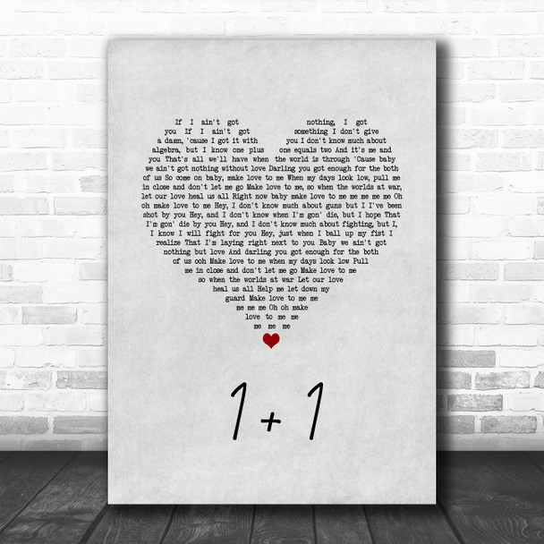 Beyoncé 1+1 Grey Heart Song Lyric Wall Art Print