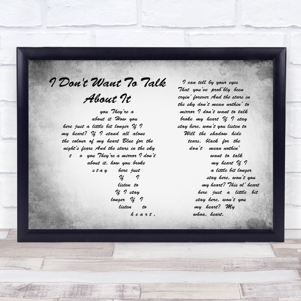 Everything But The Girl I Don't Want To Talk About It Man Lady Couple Grey Song Lyric Wall Art Print