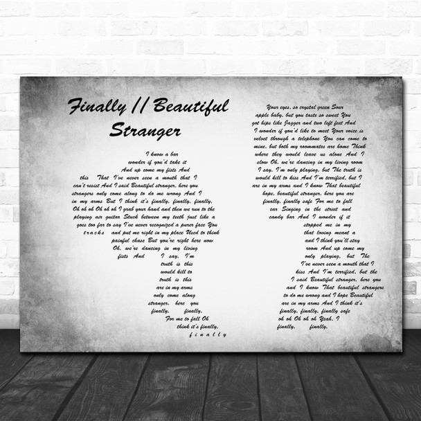 Halsey Finally Beautiful Stranger Man Lady Couple Grey Song Lyric Wall Art Print