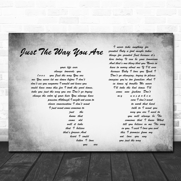 Barry White Just The Way You Are Man Lady Couple Grey Song Lyric Wall Art Print