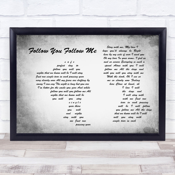 Genesis Follow You Follow Me Man Lady Couple Grey Song Lyric Wall Art Print