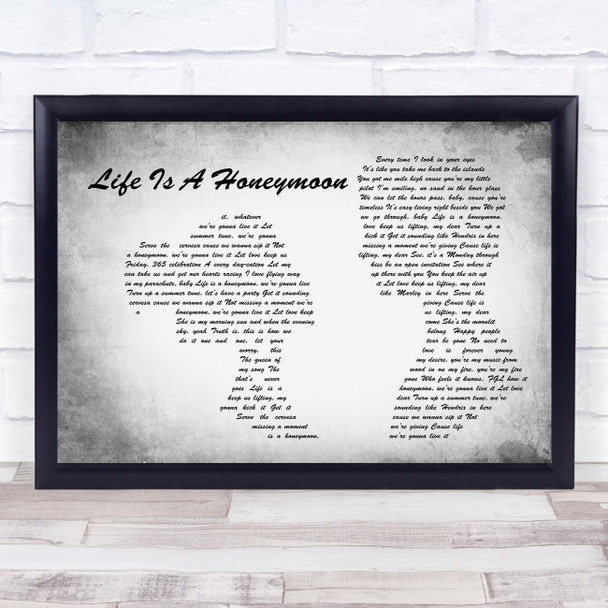 Florida Georgia Line Life Is A Honeymoon Man Lady Couple Grey Song Lyric Wall Art Print