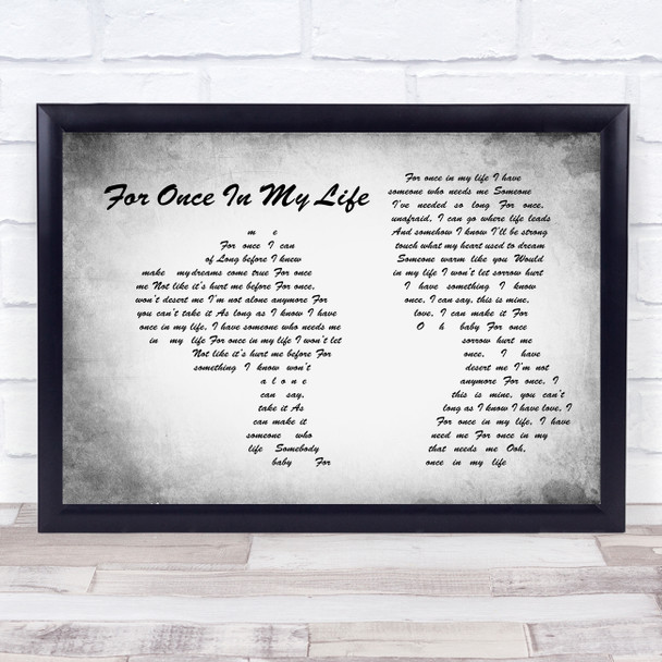 Stevie Wonder For Once In My Life Man Lady Couple Grey Song Lyric Wall Art Print