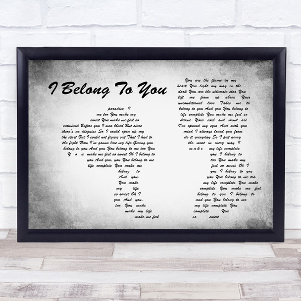 Lenny Kravitz I Belong To You Man Lady Couple Grey Song Lyric Wall Art Print