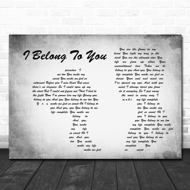 Lenny Kravitz I Belong To You Man Lady Couple Grey Song Lyric Wall Art Print