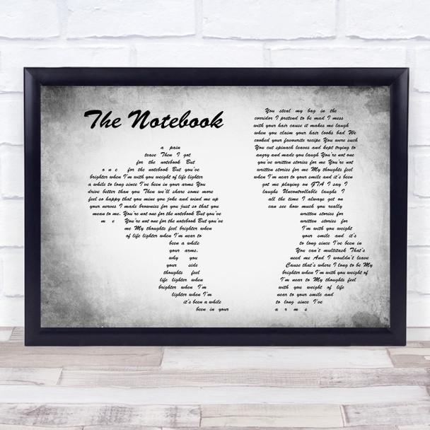 Jessica G The Notebook Man Lady Couple Grey Song Lyric Wall Art Print