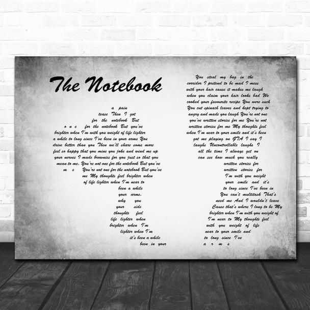 Jessica G The Notebook Man Lady Couple Grey Song Lyric Wall Art Print