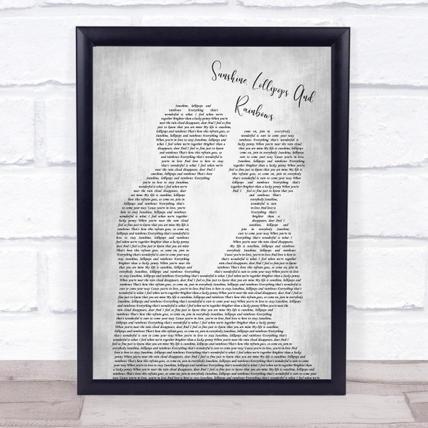 Lesley Gore Sunshine, Lollipops And Rainbows Man Lady Bride Groom Wedding Grey Song Lyric Wall Art Print