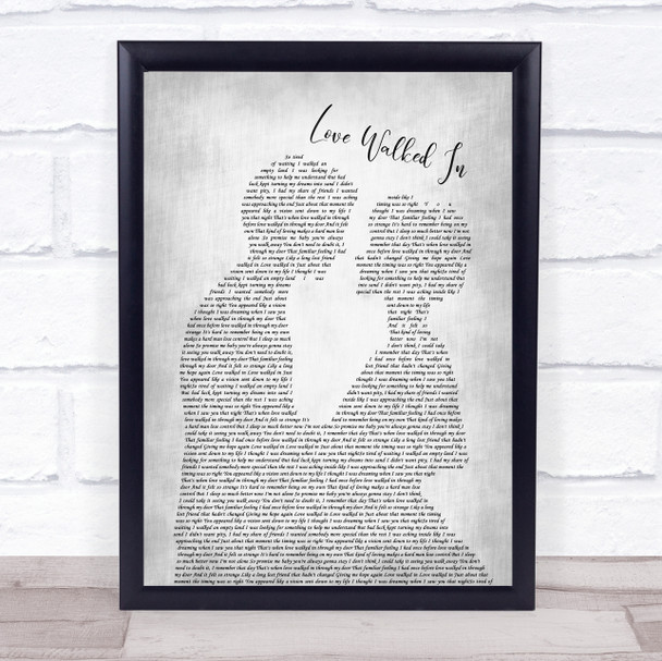 Thunder Love Walked In Man Lady Bride Groom Wedding Grey Song Lyric Wall Art Print