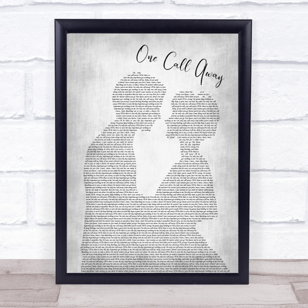 Charlie Puth One Call Away Man Lady Bride Groom Wedding Grey Song Lyric Wall Art Print