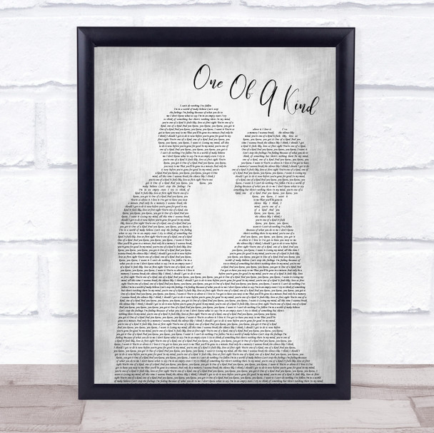 Busted One Of A Kind Man Lady Bride Groom Wedding Grey Song Lyric Wall Art Print