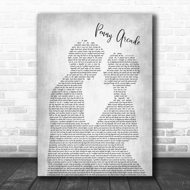 Roy Orbison Penny Arcade Man Lady Bride Groom Wedding Grey Song Lyric Wall Art Print