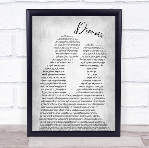 The Cranberries Dreams Man Lady Bride Groom Wedding Grey Song Lyric Wall Art Print