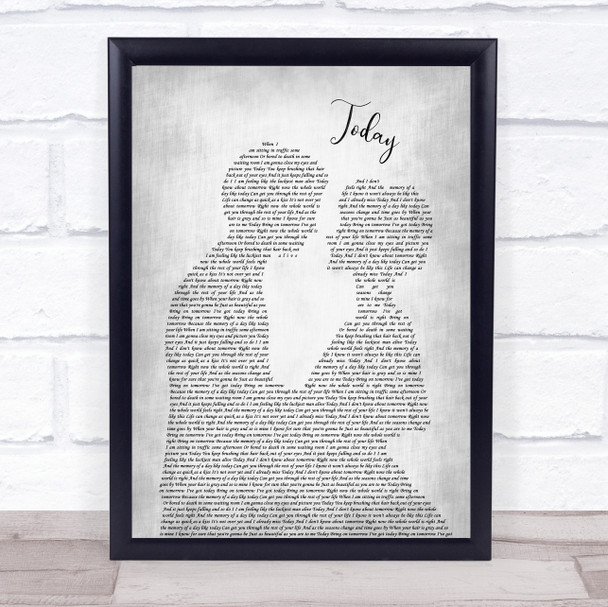 Brad Paisley Today Man Lady Bride Groom Wedding Grey Song Lyric Wall Art Print