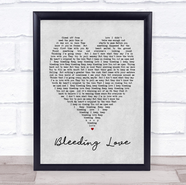 Bleeding Love Leona Lewis Grey Heart Song Lyric Music Wall Art Print