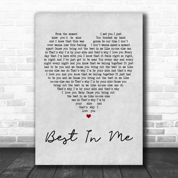 Blue Best In Me Grey Heart Song Lyric Music Wall Art Print