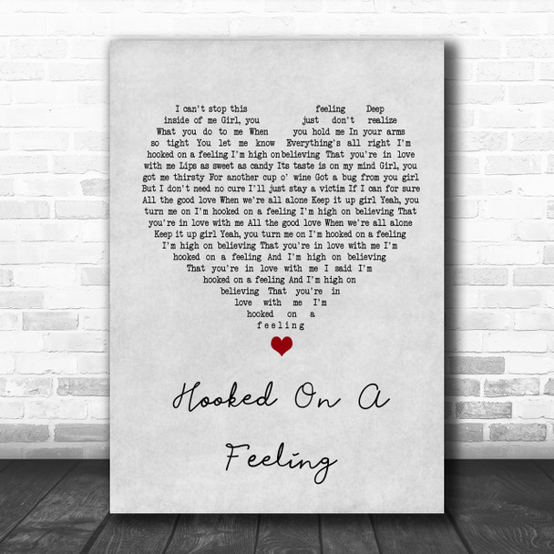 Blue Swede Hooked On A Feeling Grey Heart Song Lyric Music Wall Art Print