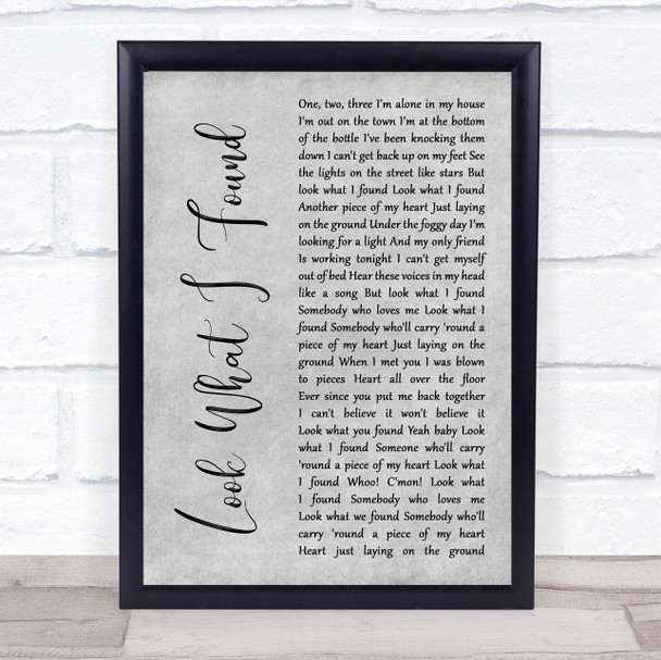 Lady Gaga Look What I Found Grey Rustic Script Song Lyric Wall Art Print