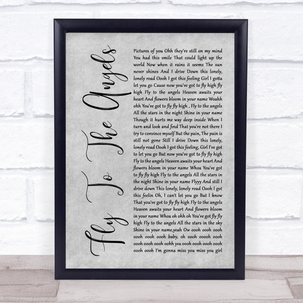 Slaughter Fly To The Angels Grey Rustic Script Song Lyric Wall Art Print