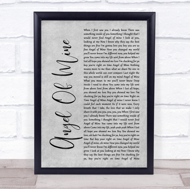 Monica Angel Of Mine Grey Rustic Script Song Lyric Wall Art Print