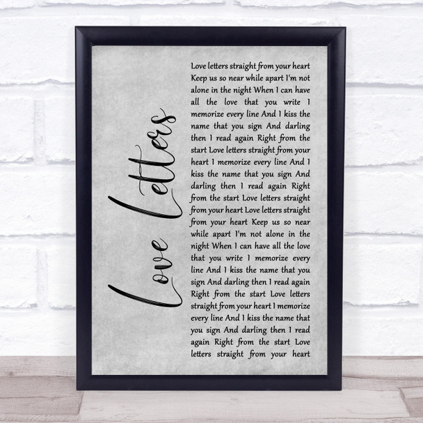 Alison Moyet Love Letters Grey Rustic Script Song Lyric Wall Art Print