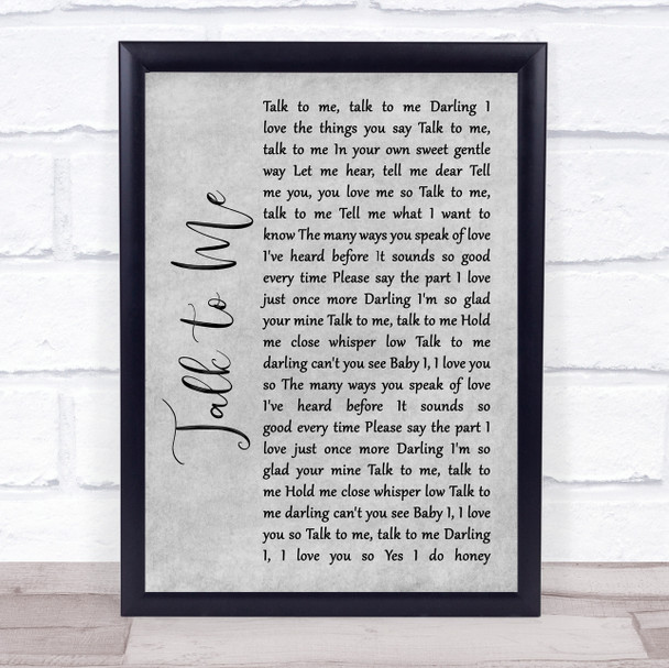 Mickey Gilley Talk to Me Grey Rustic Script Song Lyric Wall Art Print