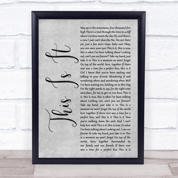 Scotty McCreery This Is It Grey Rustic Script Song Lyric Wall Art Print