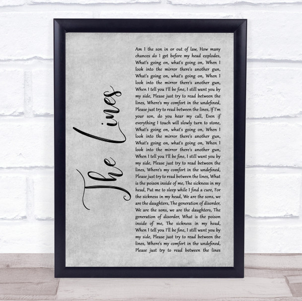 Beartooth The Lines Grey Rustic Script Song Lyric Wall Art Print