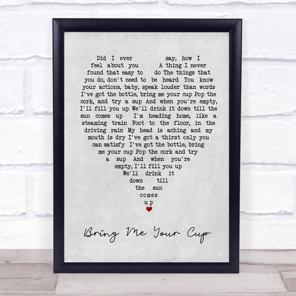 Bring Me Your Cup UB40 Grey Heart Song Lyric Music Wall Art Print