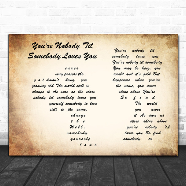 Dean Martin You're Nobody 'Til Somebody Loves You Man Lady Couple Song Lyric Wall Art Print