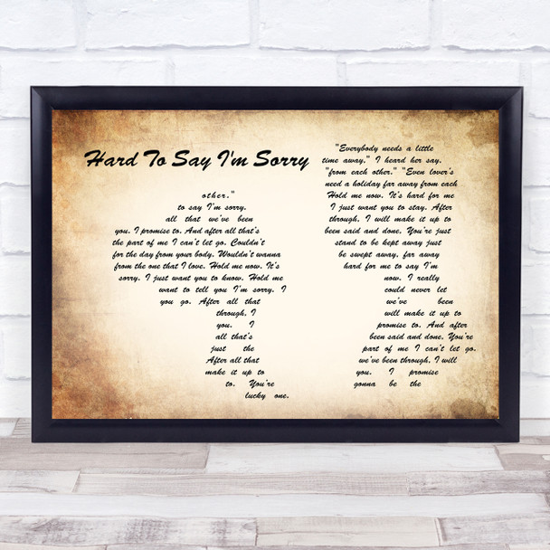 Chicago Hard To Say I'm Sorry Man Lady Couple Song Lyric Wall Art Print