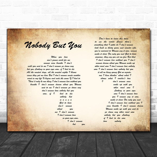 Blake Shelton Nobody But You Man Lady Couple Song Lyric Wall Art Print