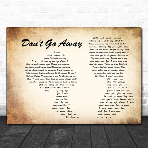 Oasis Don't Go Away Man Lady Couple Song Lyric Wall Art Print