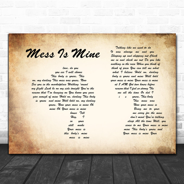 Vance Joy Mess Is Mine Man Lady Couple Song Lyric Wall Art Print