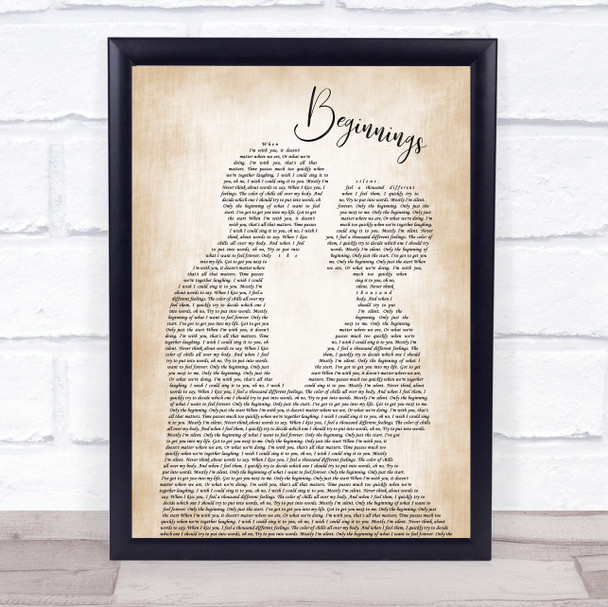 Chicago Beginnings Man Lady Bride Groom Wedding Song Lyric Wall Art Print