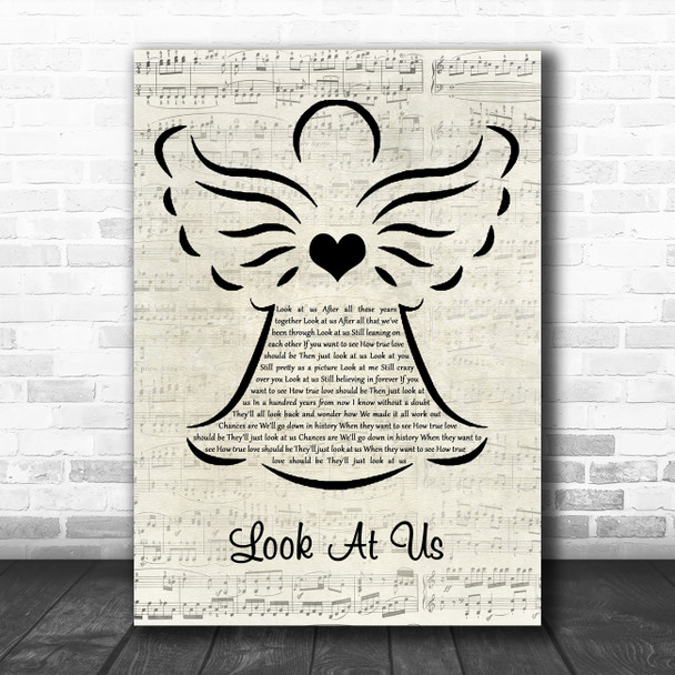 Vince Gill Look At Us Music Script Angel Song Lyric Wall Art Print