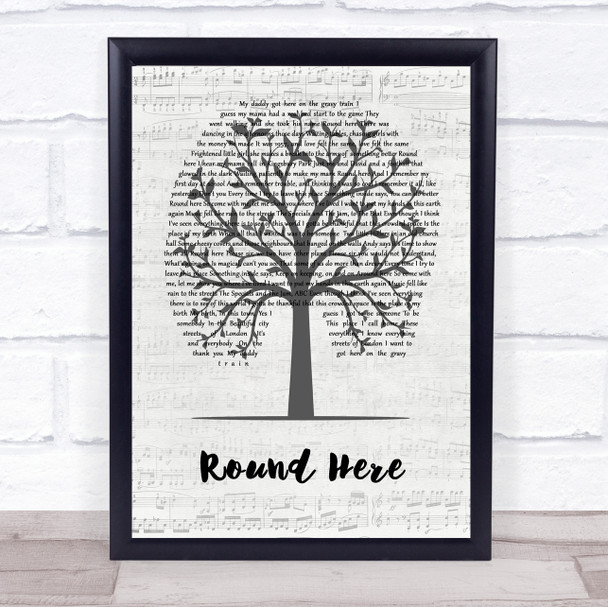 George Michael Round Here Music Script Tree Song Lyric Wall Art Print