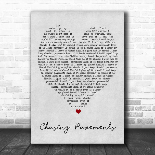 Chasing Pavements Adele Grey Heart Song Lyric Music Wall Art Print