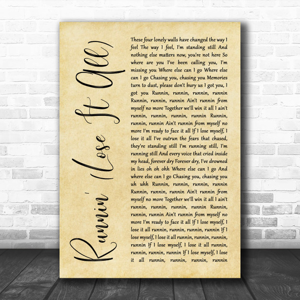 Naughty Boy Runnin' (Lose It All) Rustic Script Song Lyric Wall Art Print