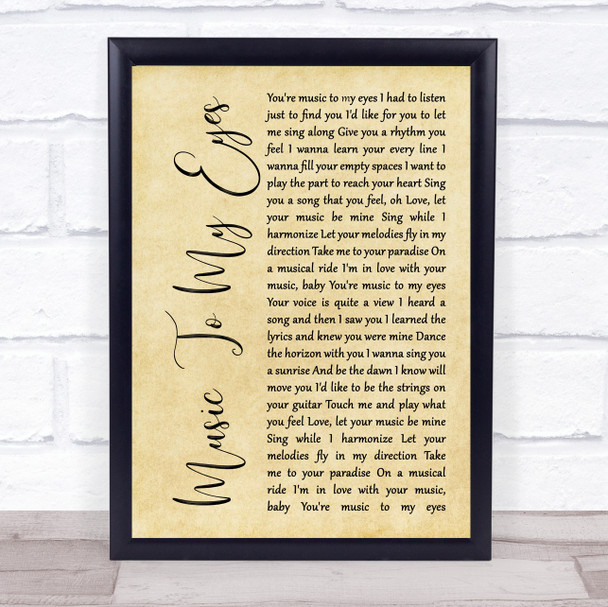 Lady Gaga & Bradley Cooper Music To My Eyes Rustic Script Song Lyric Wall Art Print