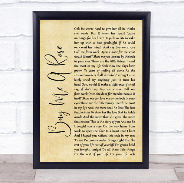 Luther Vandross Buy Me A Rose Rustic Script Song Lyric Wall Art Print
